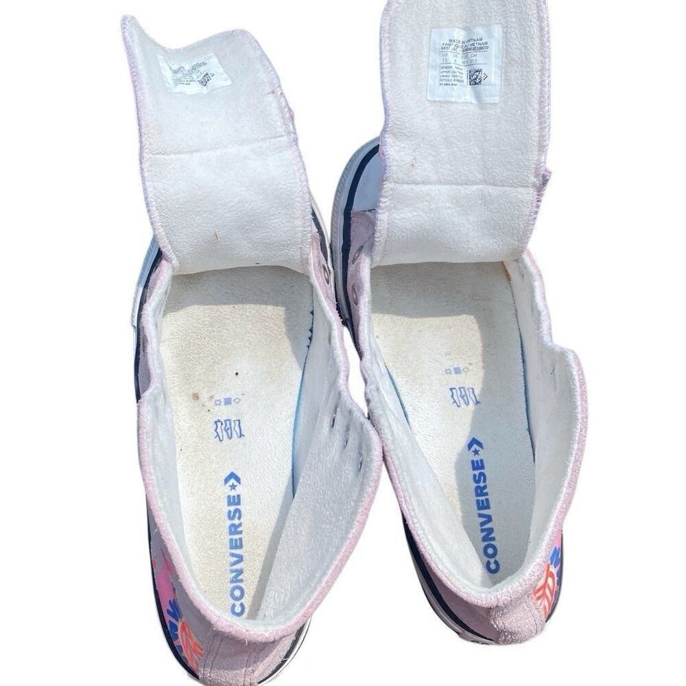 Converse Girls CTAS High GS Playful Llama Pink Suede Sneakers Size 5.5 - Picture 9 of 12